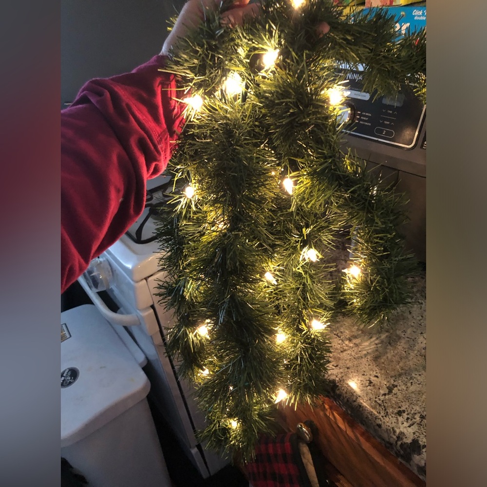 🥤 White Lighted Holiday Garland